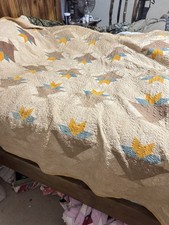 Antique Beige Leaf Quilt 84x76 picture