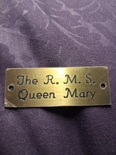 Vintage RMS Queen Mary Engraved Brass Plaque 2