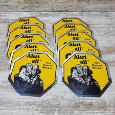 Fire Rescue Alert All Sticker Kids Window Decal Yellow 1980 Lot Of 10 VTG  picture