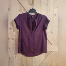 Simply Vera Vera Wang L Top Purple Short Sleeve Blouse Button Up picture