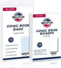 100ct Silver-Age Comic-Book-Bags and Boards - Reusable Comic Book Boards and Ba picture