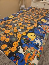 Vintage 1990's Novelty Halloween Tablecloth Witch Jack-o-lanterns Black Cats Etc picture