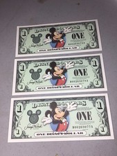 3 Nice 2003 Consecutive $1 Mickey Disney Dollars Disneyland (Light Crease) picture