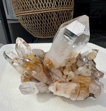 Large Golden Quartz Crystal Cluster Display Specimen 5 lb 13.6 oz picture