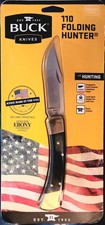 Buck Knives 110 Folding Hunter, 3.74in 420HC Stainless Steel, Ebony & Brass picture