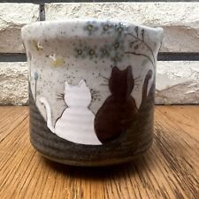 Kutani Yaki Ware Pottery Large Tea Cup Sunny Spot Cat Neko Made in Japan Boxed picture