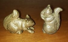 Two Vintage Brass Cute Squirrels One With Treat One On All 4 Paws picture