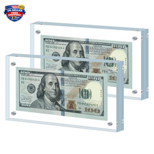 Acrylic Dollar Bill Display Frame Set of 2 7.8x3.9 Inches Double Sided Money picture