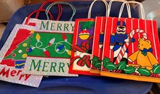 Vtg 90s Jeanmarie Creations Christmas Paper Gift Bags Lot of 6 Retro Holiday picture