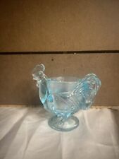 Vintage Imperial Rooster Chicken Egg Cup Ice Blue Carnival Iridescent Glass, EC picture
