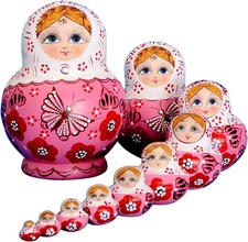 10Pcs Russian Nesting Dolls Matryoshka Handmade01071 picture