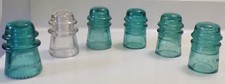 Lot Group Antique Glass Railroad Signal Electric Telephone Insulator Hemingray picture
