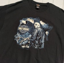 Harley Davidson Grim Reaper Skeleton Shirt Men's Size XL Black Barracuda Florida picture