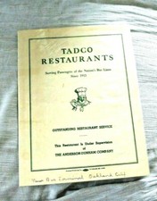VINTAGE MENU TADCO RESTURANTS NATION'S BUS LINES OAKLAND CALIFORNIA 1950's picture
