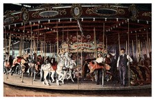 Merry Go Round Wilcoxs Flying Horses Savin Rock CT C1910s Postcard AG26 picture