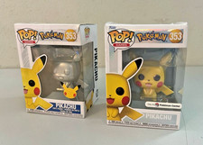 Funko Pop Pokemon Pikachu #353 Silver Metallic 25th & Pokemon Center Lot of 2 picture