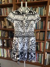 Oscar De La Renta Shirt Dress Size 4 Cotton Printed Black/white picture