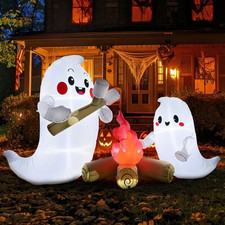 7FT Long Halloween Inflatable Ghosts Roasting Marshmallows Over the Campfire,Hal picture