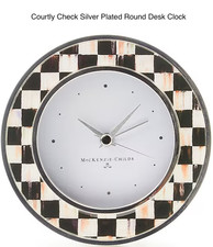 Mackenzie Courtly Check Silver Plated Round Desk Clock Childs New In Box picture