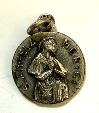 Saint Angele, Angela Merici. St Mary Miraculous Medal. Antique Religious Pendant picture