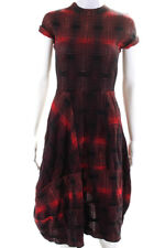 Missoni Womens Plaid High Neck Short Sleeved Asymmetrical Dress Red Black Size S picture