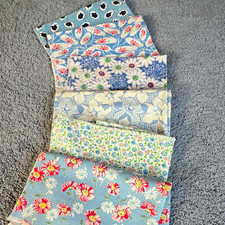 Vintage feedsack pieces lot of 6 blues picture