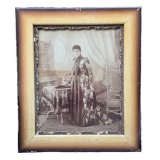 Antique Victorian Woman Portrait Photo Ornate Gilt Frame 19x22 XL  READ 1800s picture