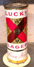 1959 KING SIZE 15 OUNCE LUCKY LAGER  FLAT TOP BEER CAN AZUSA CALIFORNIA EMPTY picture
