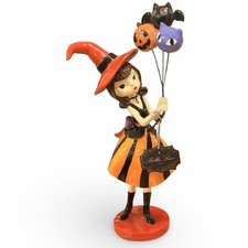 🎃Bella Lux Halloween Witch Girl Figure Holding Cat Pumpkin Balloon Decor Viral picture