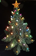 Vintage 1977 Ceramic Christmas Tree 24” With Star 2- Tier ATLANTIC MOLD W/music picture