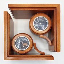 NAUTICA Vintage 90s Wood Pair of Bookends with Removable Clock & Thermometer picture