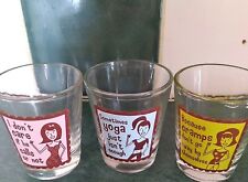 Women Shot Glasses Set Of 3: Yoga isn't enough, I don't care , Because of cramps picture