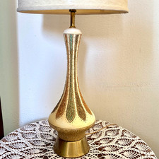 Vintage Genie Bottle Table Lamp w Drum Shade Atomic MCM 1960 Quartite Creative picture