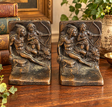 Antique 1920s Weidlich Brothers Native American Archer Bookends – Bronze – Heavy picture