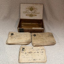 1890s Handwritten Pharmacy Prescriptions Lot Vic Emmert, In Flor Fina Cigar Box picture