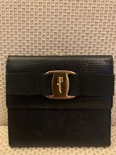 Authentic Salvatore Ferragamo Vara Black Leather Trifold Wallet picture
