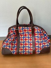 PRADA Boston Bag Canapa ST.GRIGL Rosso Canvas Leather picture