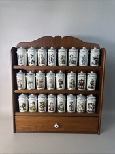 Cham, Switzerland 1987 Hummel Spice Jars With Wooden Wall Rack Lot Of 24 picture