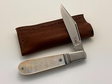 K'ROO CUSTOM GOLD LIP ALVS PEARL CLIP BARLOW RWL34 SLIP-JOINT KNIFE WITH SHEATH picture