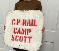 Vtg Canadian Pacific Rail Railroad Train Camp Scott Sign picture