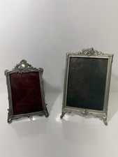 2 Vintage Tabletop Picture Frames Ornate Elias Fine Pewter & Baroque Silver Rose picture
