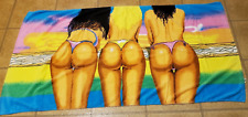 Vintage 90’s Sunset Beach Towel Bikini Thong Girls Colorful Bright picture