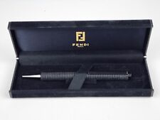 Authentic Fendi Roma Ink Pen ribbed rubber gun metal gray w/ box Writes Smooth picture