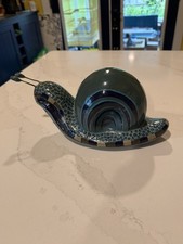 Vintage Mexican Tonala Pottery Snail N Palacios Signed Folk Art Ceramic Mexico picture