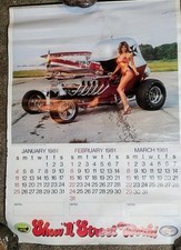 Vintage 1981-82 Show N' Street World Calendar Hot Rod Cars Pinup Girls ISCA  picture