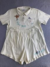 The Disney Catalog Bambi Shirt Shorts Set Women's XL Yellow Embroidered 2 Piece picture