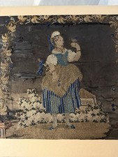 Antique Georgian Ir Victorian Era Petit Point  Needlework on Silk picture