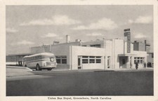 Greensboro NC North Carolina - Union Bus Depot - Postcard - circa 1940 picture