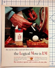 Vintage L&M Cigarettes Magazine Ad 1950s Golf Theme Tobacco Ephemera picture