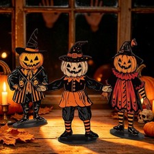 3 Pcs Vintage Halloween Decorations Indoor Retro Pumpkin Ghost 3 picture